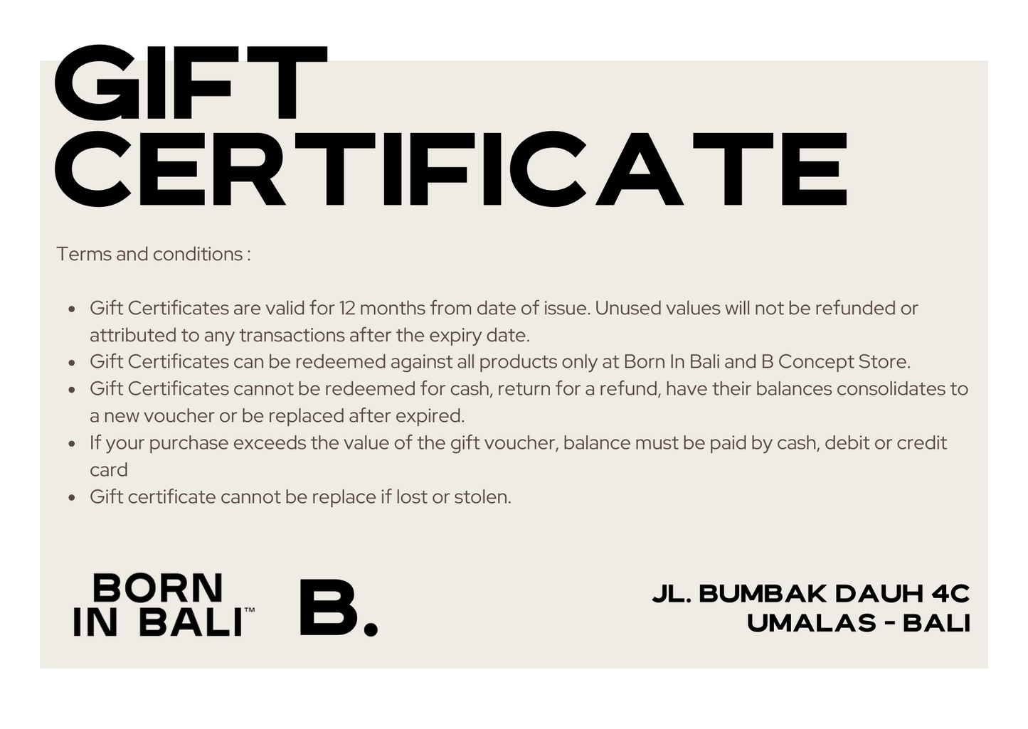 GIFT CERTIFICATE