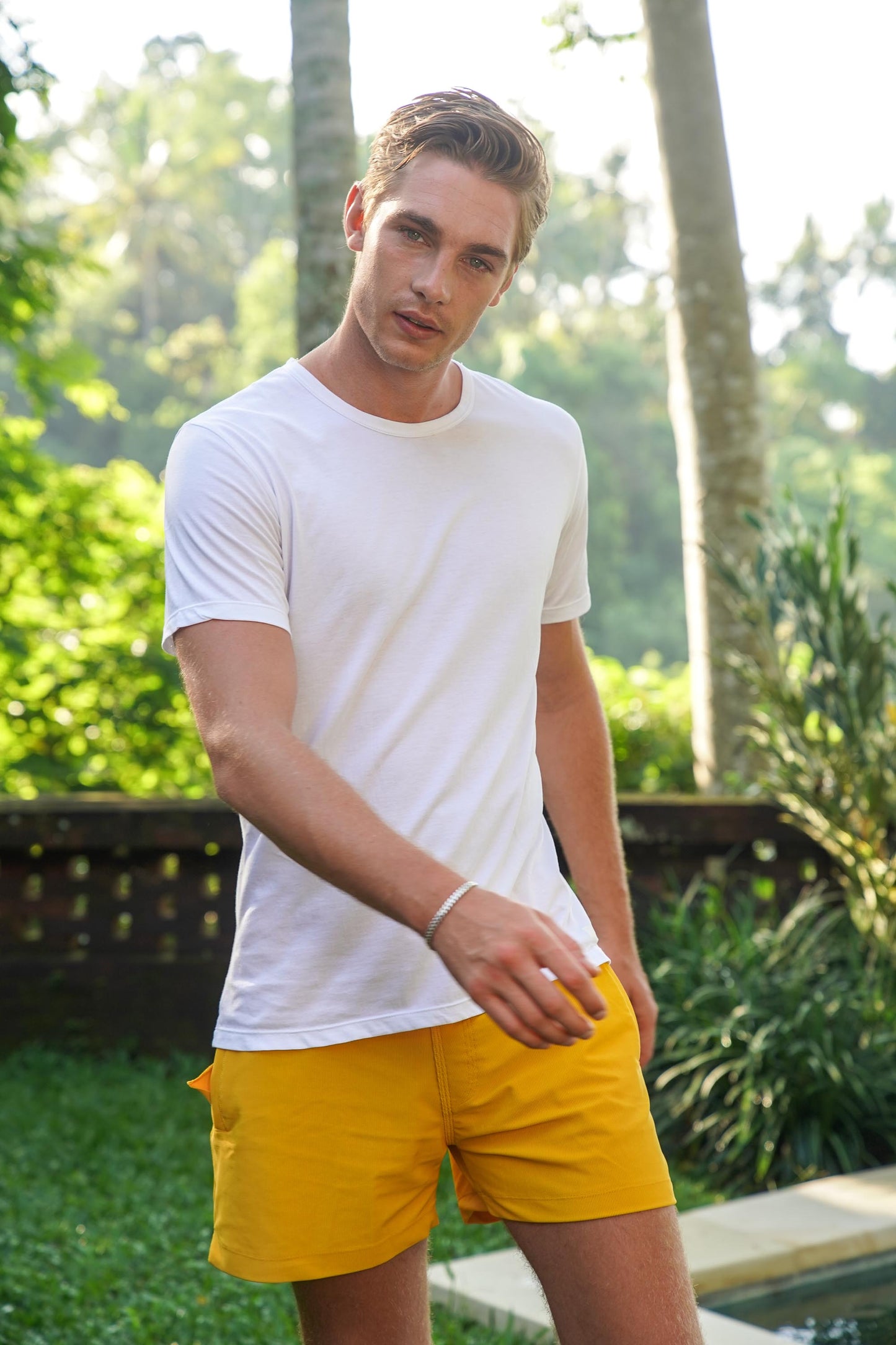 Ribbed Swim Shorts in Mango