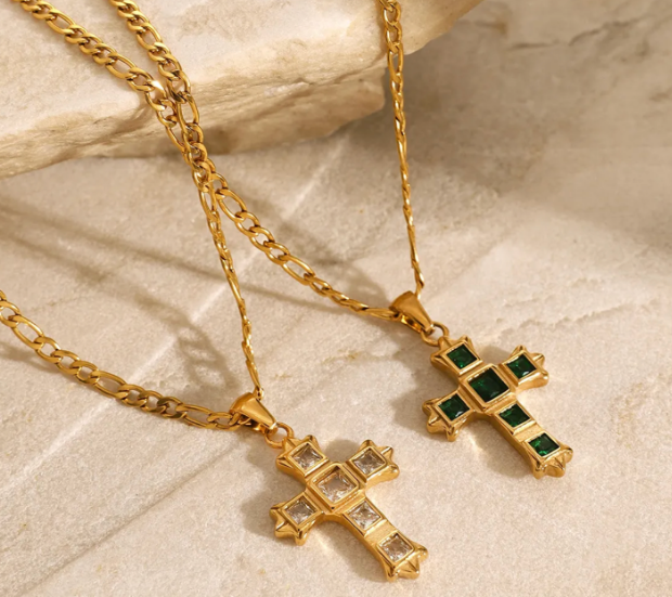 NECKLACE - CROSS WHITE GOLD